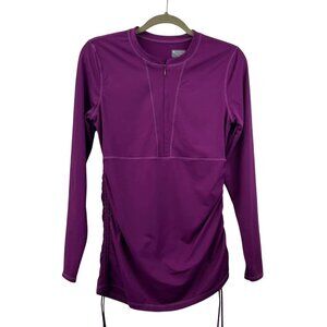 Athleta Women’s Medium Fuchsia 1/4 Zip Long Sleeve Adjustable Ruched Top